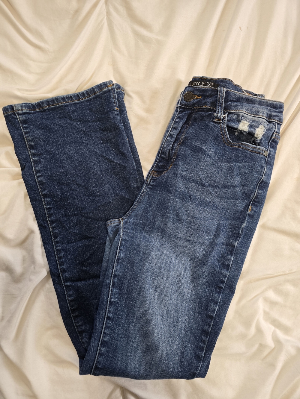 Judy Blue Bootcut Jeans Women’s Size 5/27 Medium Wash Distressed Stretch Denim
